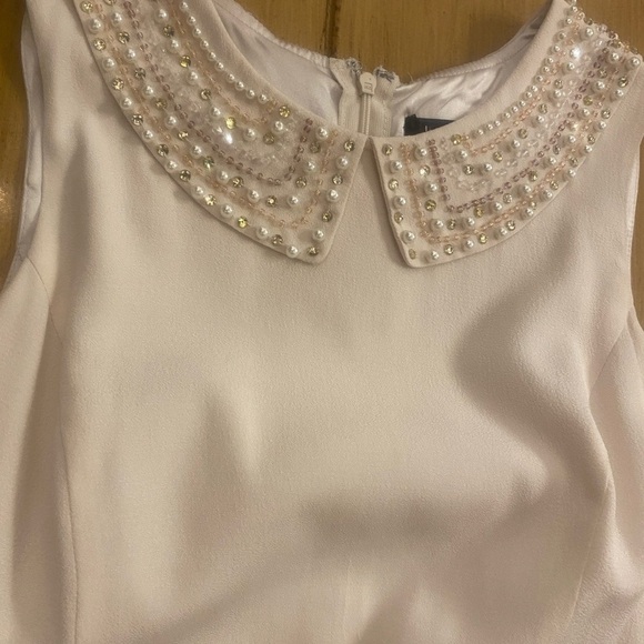 Kenzie Women’s Sleeveless Elegant Short Cream Dress Pearl Beads Accents size 4 - Picture 12 of 17